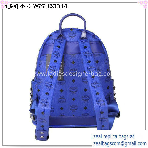 High Quality Replica MCM Small Stark Front Studs Backpack MC4237S Blue - Click Image to Close